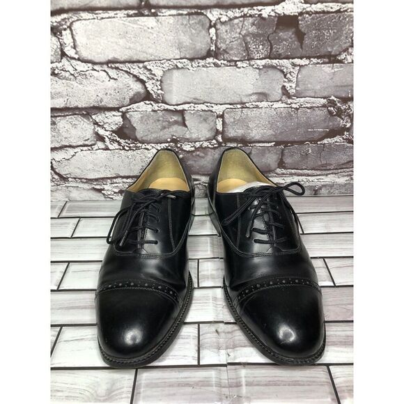 Donato Marrone Black Leather Cap Toe Oxfords Lace Up Shoes Men Sz 7.5EEE US/41EU - Picture 5 of 16
